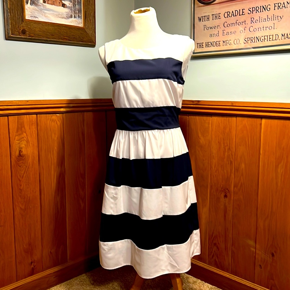 Dress Barn Size 8 Blue and White striped dress
